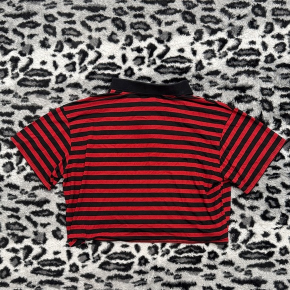 Striped Red and Black Crop Top with Skull Accent - Picture 6 of 6
